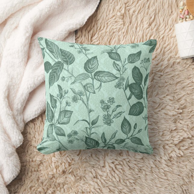 Green botanical pattern cushion (Blanket)