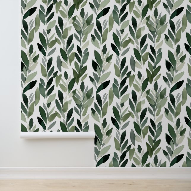 Green Botanical Pattern Wallpaper (Application)
