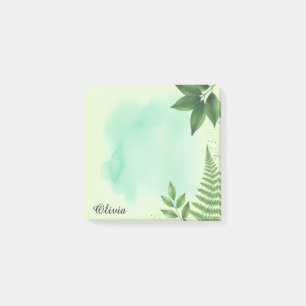 Green Botanical Personalised Sticky Notes