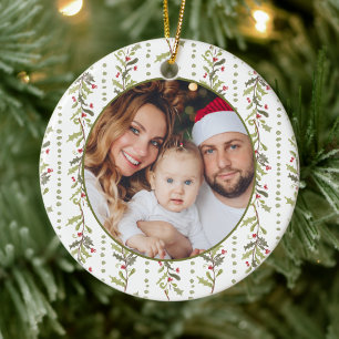 Green Botanical Photo Christmas Ceramic Tree Decoration