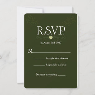 Green Botanical Rustic Forest Wedding RSVP Reply Invitation