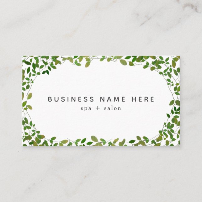 Green Botanical Spa Massage Beauty Business Card (Front)