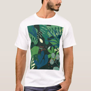 Green Botanical: Tropical Leaves Illustration T-Shirt