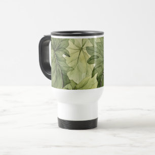 Green Botanical Watercolor Leaves  Travel Mug
