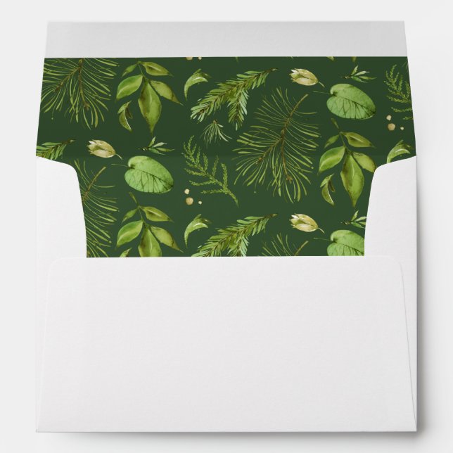 Green Botanical Watercolor Wedding Envelope (Back (Bottom))