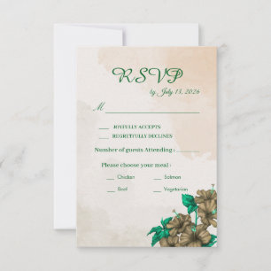 Green Botanical Wedding RSVP Card