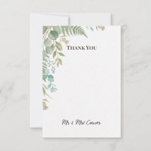Green Botanical Wedding Thank You Card