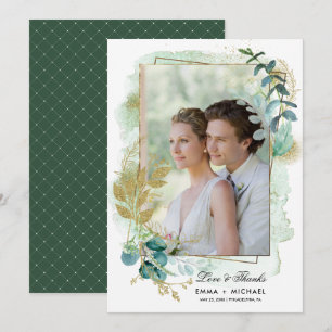 Green Botanical Wedding Thank You Photo Card