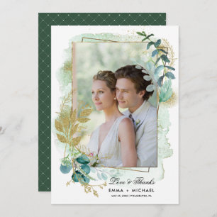 Green Botanical Wedding Thank You Photo Card