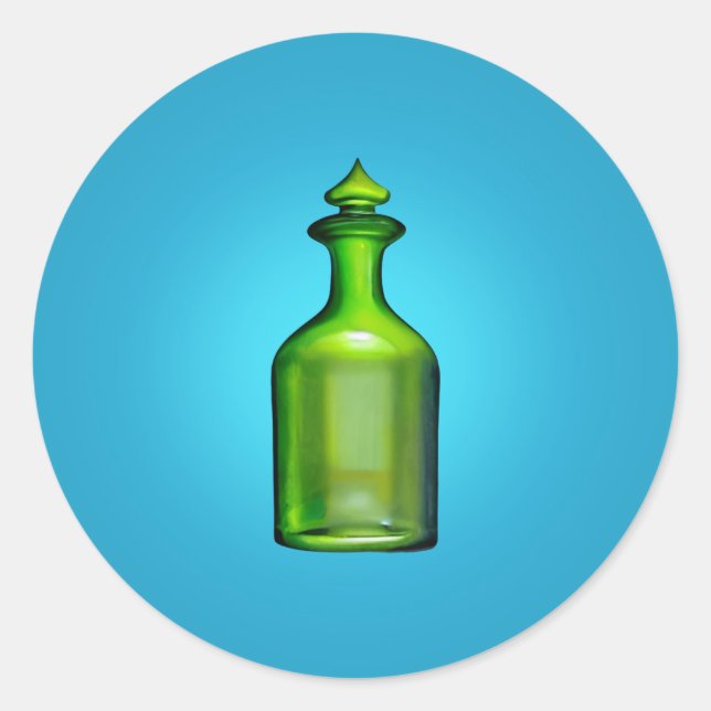 Green Bottle Classic Round Sticker (Front)