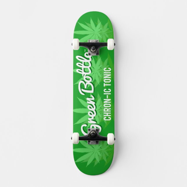 Green Bottle leaf design Skateboard (Front)