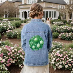 Green Boughs and Snowflakes Denim Jacket