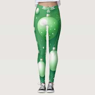 Green Boughs and Snowflakes Leggings