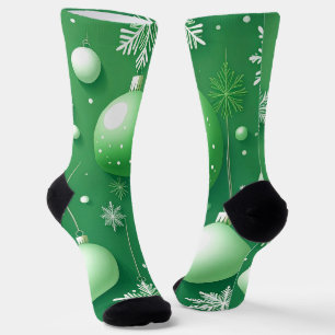 Green Boughs and Snowflakes Socks