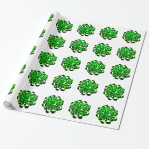 Green Bow Birthdays Xmas Christmas Holidays Wrapping Paper
