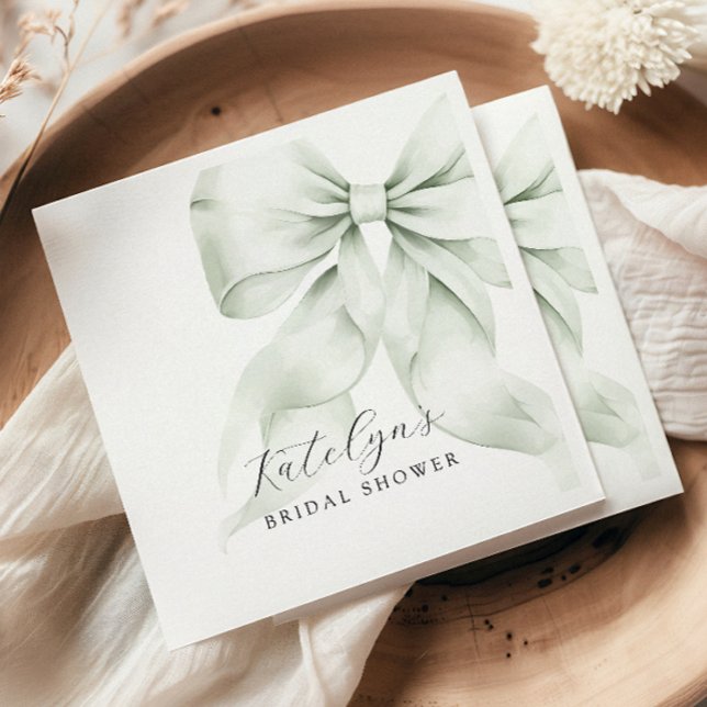 Green Bow Bridal Shower Napkin (Creator Uploaded)