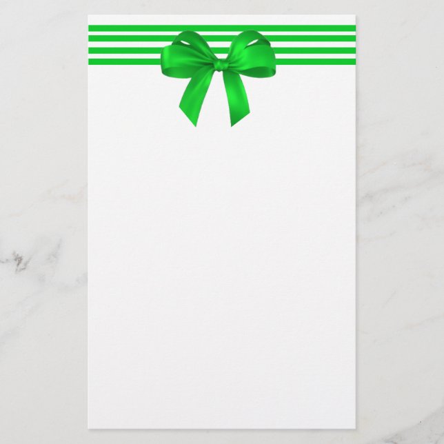 Green Bow Christmas Stationery (Front)