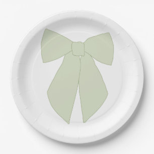 Green Bow Coquette Paper Plate