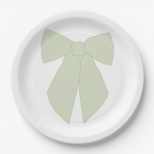 Green Bow Coquette Paper Plate (Front)