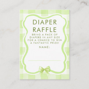 Green Bow Diaper Raffle Baby Shower Tickets Enclosure Card