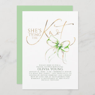 Green Bow Elegant Modern Minimalist Bridal Shower Invitation