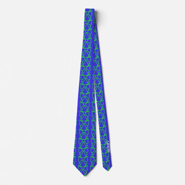 Green Bow Executive Men's Classic Quality Blue Tie (Front)