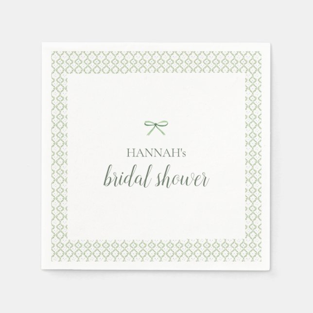 Green Bow Grandmillenial Bridal Shower Napkin (Front)