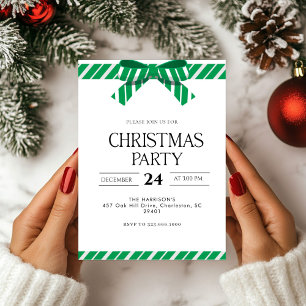 Green Bow Holiday Christmas Dinner Invitation