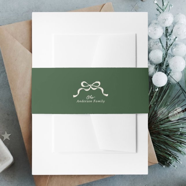 Green Bow Invitation Belly Band (Creator Uploaded)