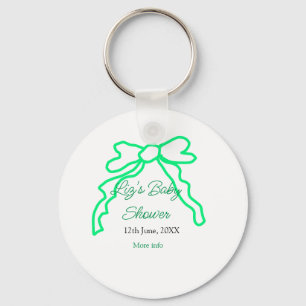 Green bow scribble baby shower add name date moder key ring
