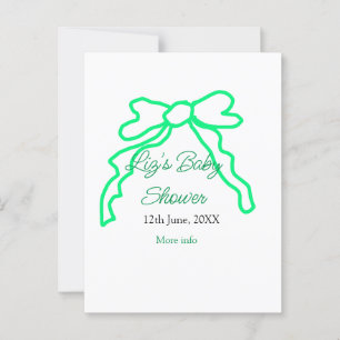 Green bow scribble baby shower add name date moder postcard