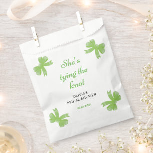 Green Bow She's Tying The Knot Bridal Shower Favour Bags