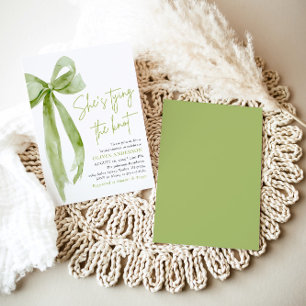 Green Bow She's Tying the Knot Bridal Shower Invitation