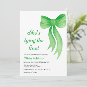 Green Bow She's Tying the Knot Bridal Shower   Invitation