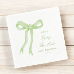 Green Bow She's Tying The Knot Bridal Shower Napkin<br><div class="desc">Green Bow She's Tying The Knot Bridal Shower Napkins</div>