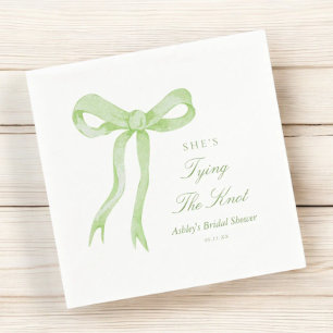 Green Bow She's Tying The Knot Bridal Shower Napkin