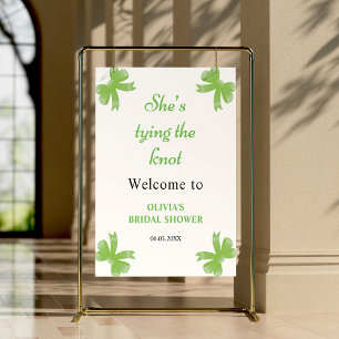 Green Bow She's Tying The Knot Bridal Shower  Poster