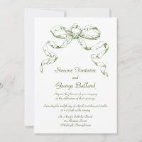 Green Bow Swag Wedding Invitation
