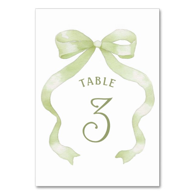 Green Bow Table Number (Front)