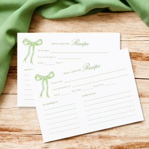 Green Bow Tying the Knot Bridal Shower Recipe Enclosure Card