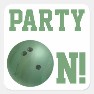 Green Bowling Ball Party On Sticker