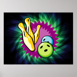 Green Bowling Ball; Pins Poster