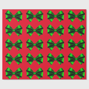 Green Bows Red Wrapping Paper