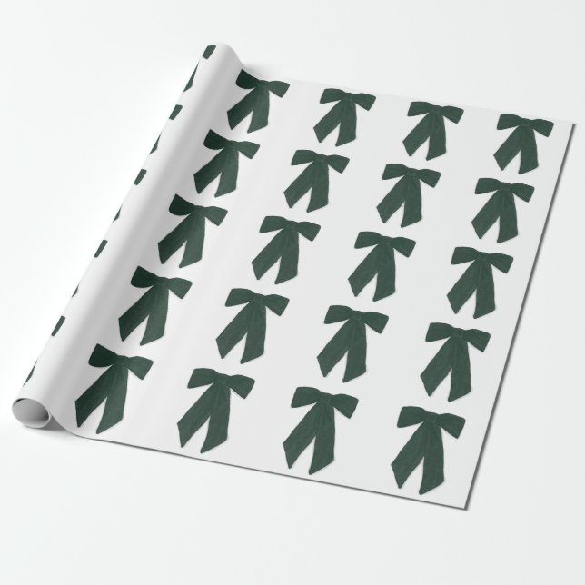 Green Bows Wrapping Paper (Unrolled)