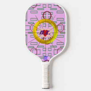 Green Boxes Red Circles Pink Pickleball Paddle
