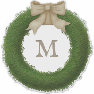 Green Boxwood Wreath With Bow Custom Monogram