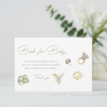 Green Boy Baby Shower Books For Baby Card