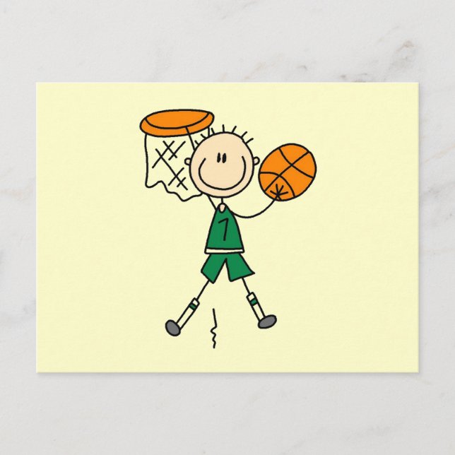 Green Boy Basketball Player t-shirts and Gifts Postcard (Front)