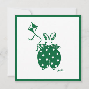 Green boy bunny invitation