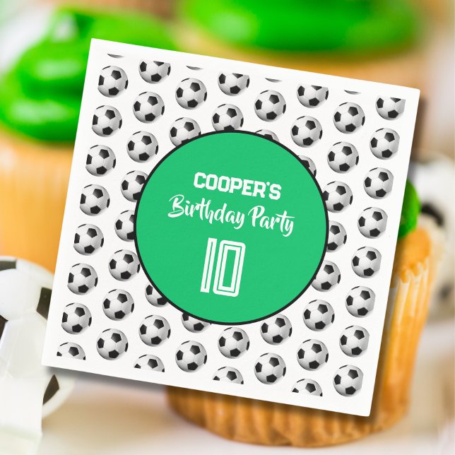 Green Boy Soccer Birthday Party Napkin (Creator Uploaded)